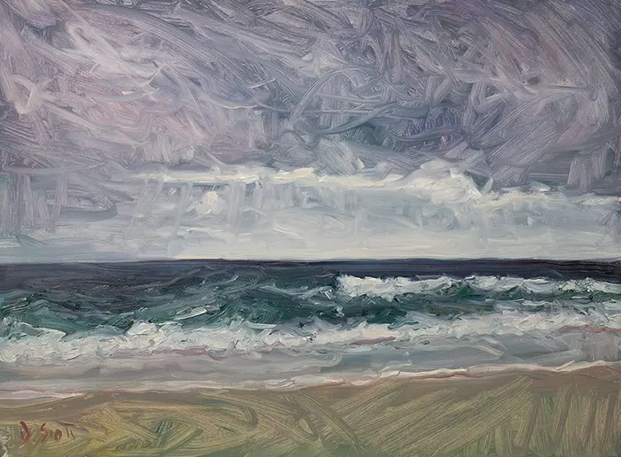 Dan Scott, Moody Seascape, La broche, Gold Coast, 2021