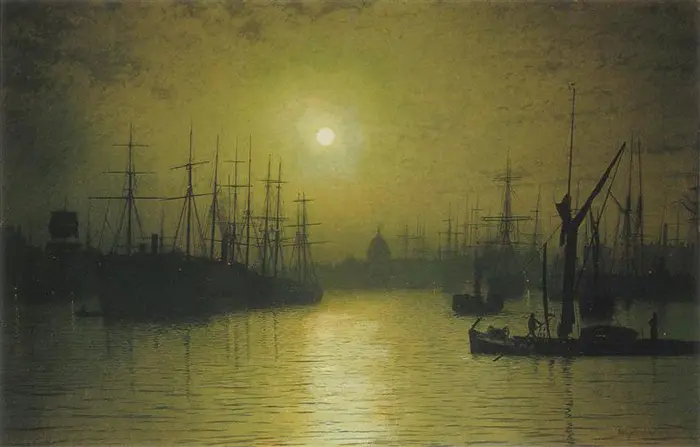 John Atkinson Grimshaw, La tombée de la nuit sur la Tamise, 1880