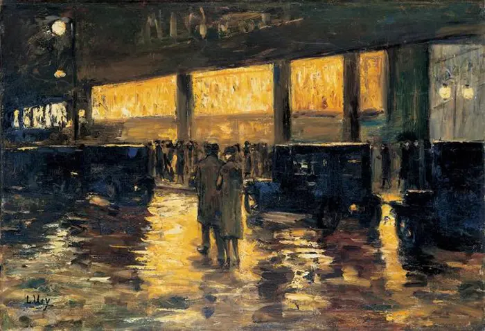 Lesser Ury, devant le café (Berlin la nuit), vers 1920