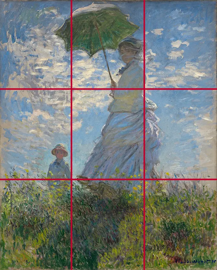 Claude Monet, Femme à l'ombrelle, 1875 (Grille)