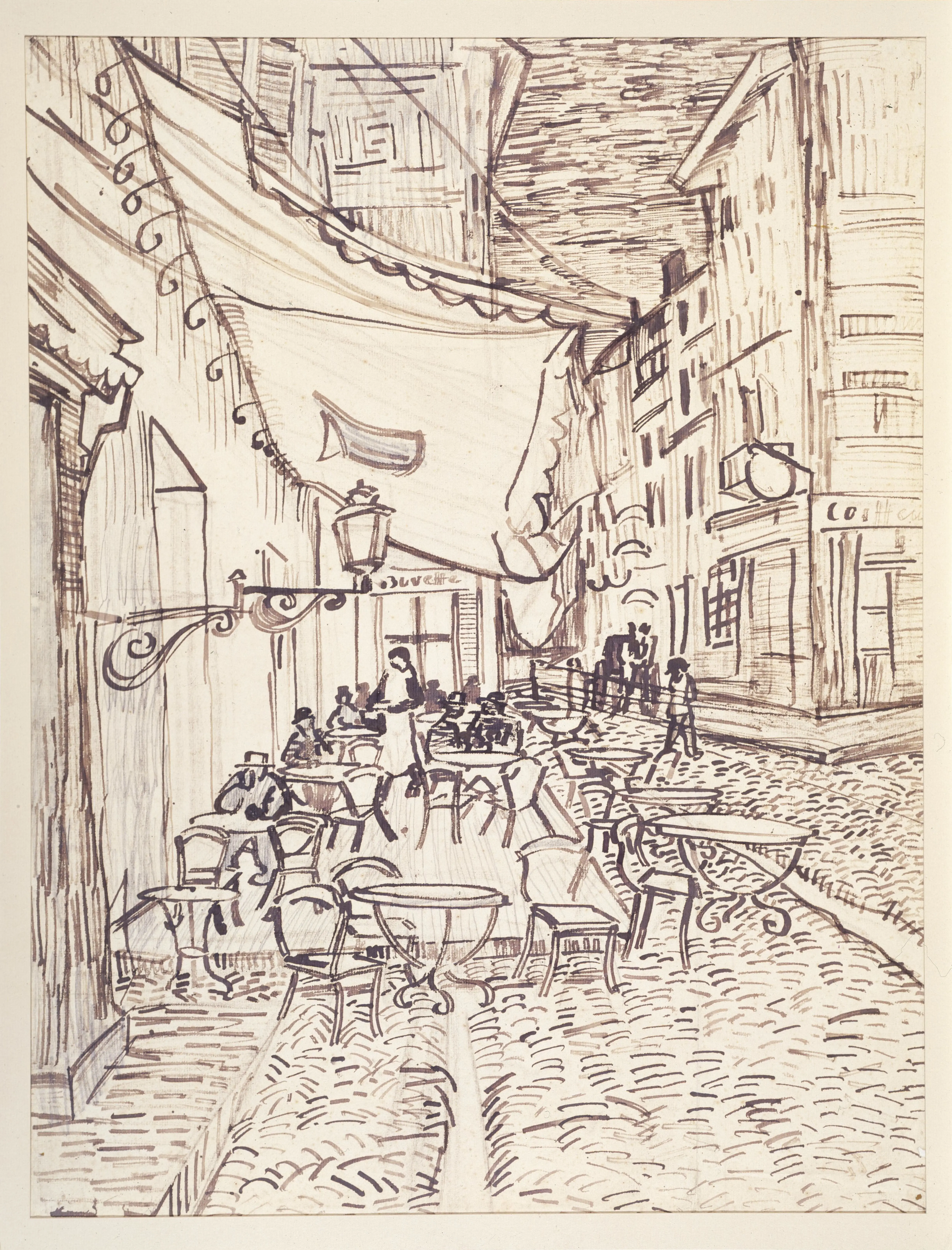 Vincent Van Gogh, Terrasse de café la nuit, 1888 (Dessin)