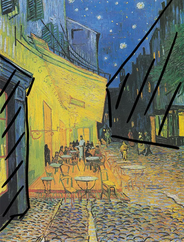 Vincent Van Gogh, Terrasse de café la nuit, 1888 (Encadrement)