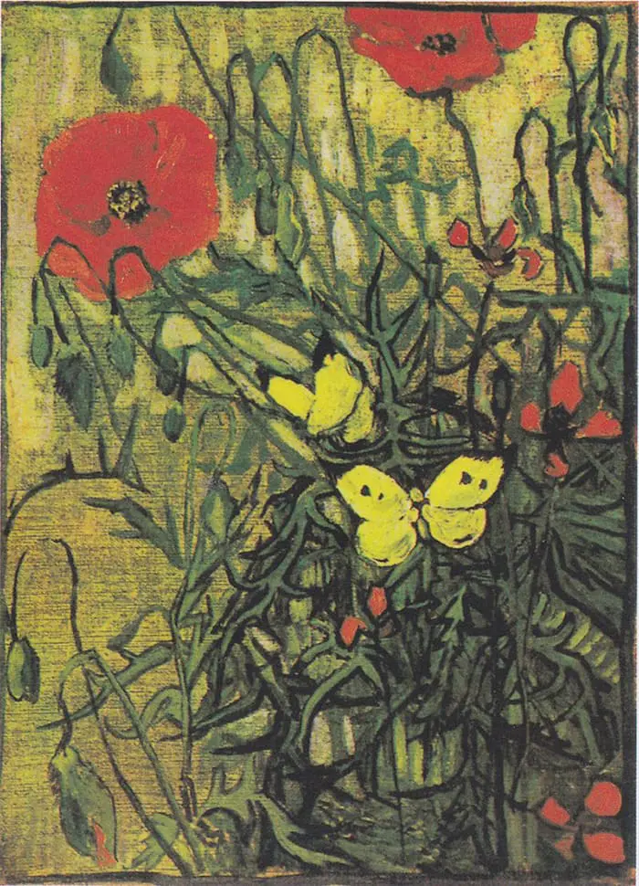 Vincent van Gogh, Coquelicots et papillons, 1890