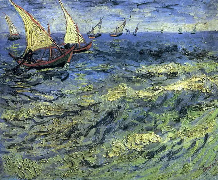Vincent van Gogh, Paysage marin des Saintes-Maries (Bateaux de pêche en mer), 1888