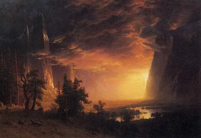 Albert Bierstadt, Coucher de soleil dans la vallée de Yosemite, 1869