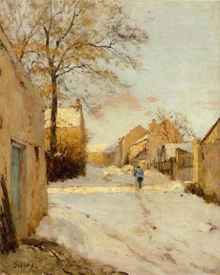 Alfred Sisley, Une rue de village en hiver, 1893