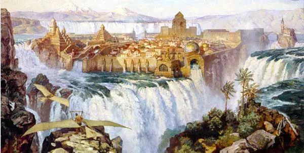 James Gurney, Dinotopia - Land Apart from Time, Waterfall City James Gurney, Dinotopia - Land Apart from Time, Waterfall City