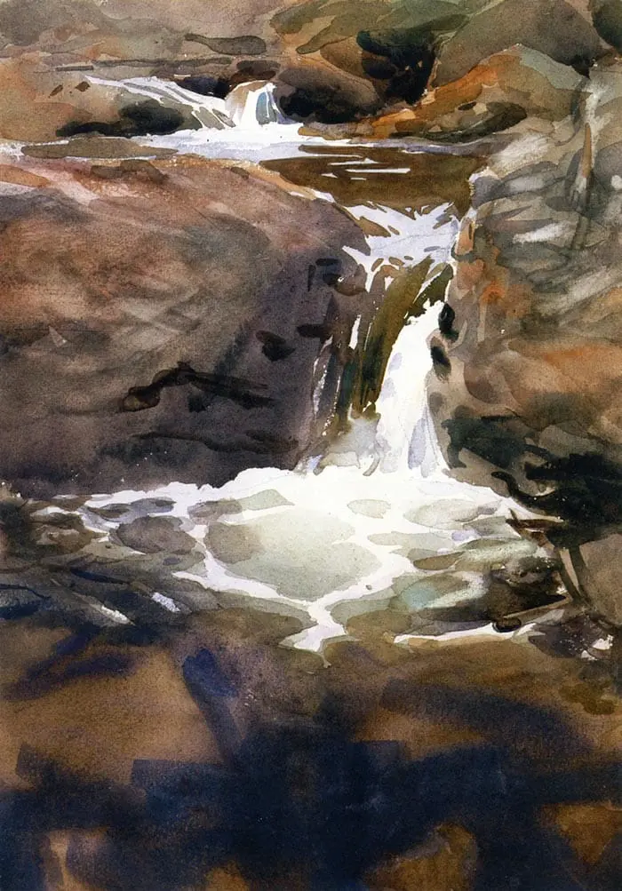 John Singer Sargent, L'Athénée, cascade de montagne, vers 1909
