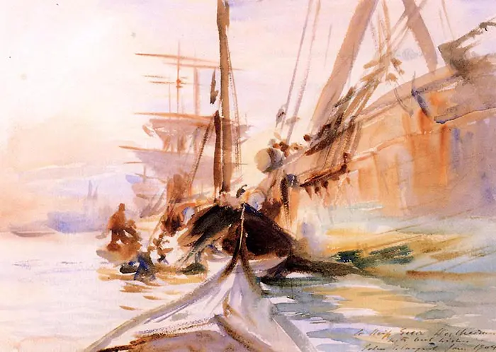 John Singer Sargent, Déchargement de bateaux à Venise, 1904