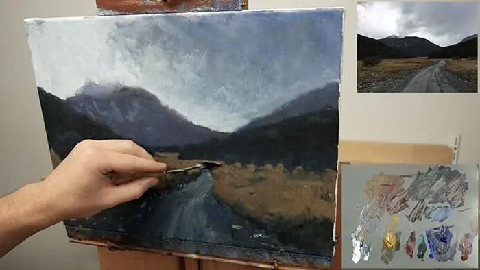 Peinture au couteau à palette - Jour couvert de Tasmanie