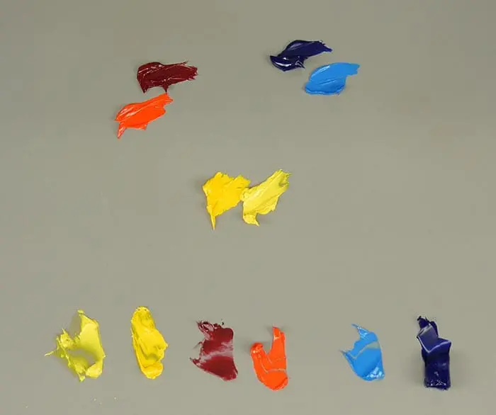 Couleurs primaires chaudes et froides