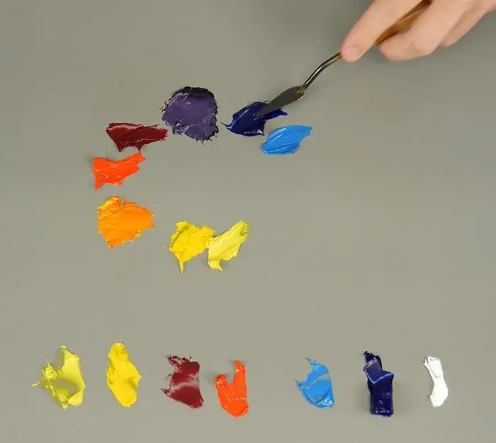 Mélanger les couleurs secondaires - Diviser la palette primaire