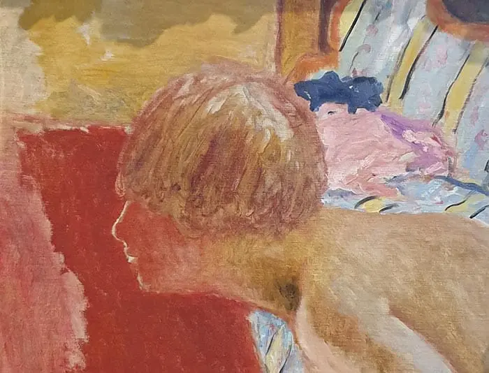 Pierre Bonnard, Buste de profil, fond rouge (étude), vers 1920 Pierre Bonnard, Buste de profil, fond rouge (étude), vers 1920
