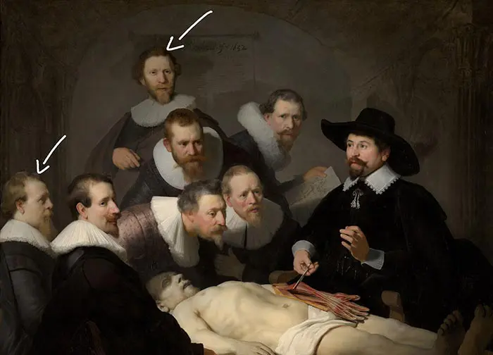 Rembrandt, La leçon d'anatomie du Dr Nicolaes - Ajouté plus tard