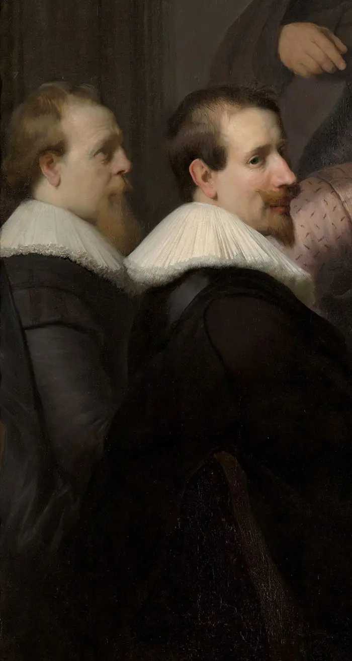 Rembrandt, La leçon d'anatomie du Dr Nicolaes, gros plan 1