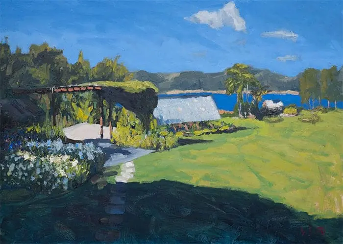 Secrets sur le lac, huile, 20x28 pouces, 2017