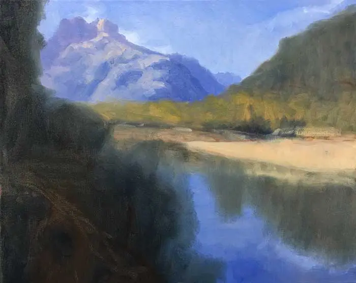 Tutoriel de peinture - Rivière néo-zélandaise - Progress Shot