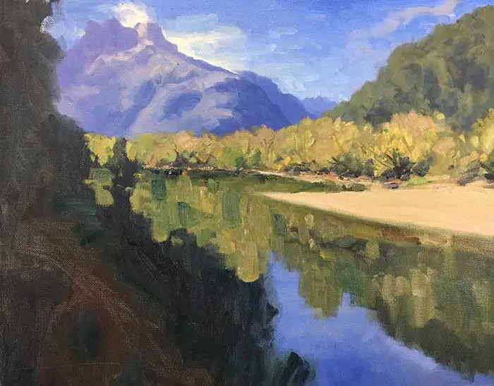 Tutoriel de peinture - Rivière néo-zélandaise - Progress Shot