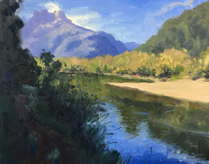 Tutoriel de peinture - Rivière néo-zélandaise - Progress Shot
