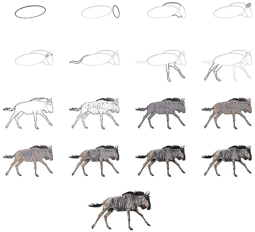 comment dessiner un collage de gnous