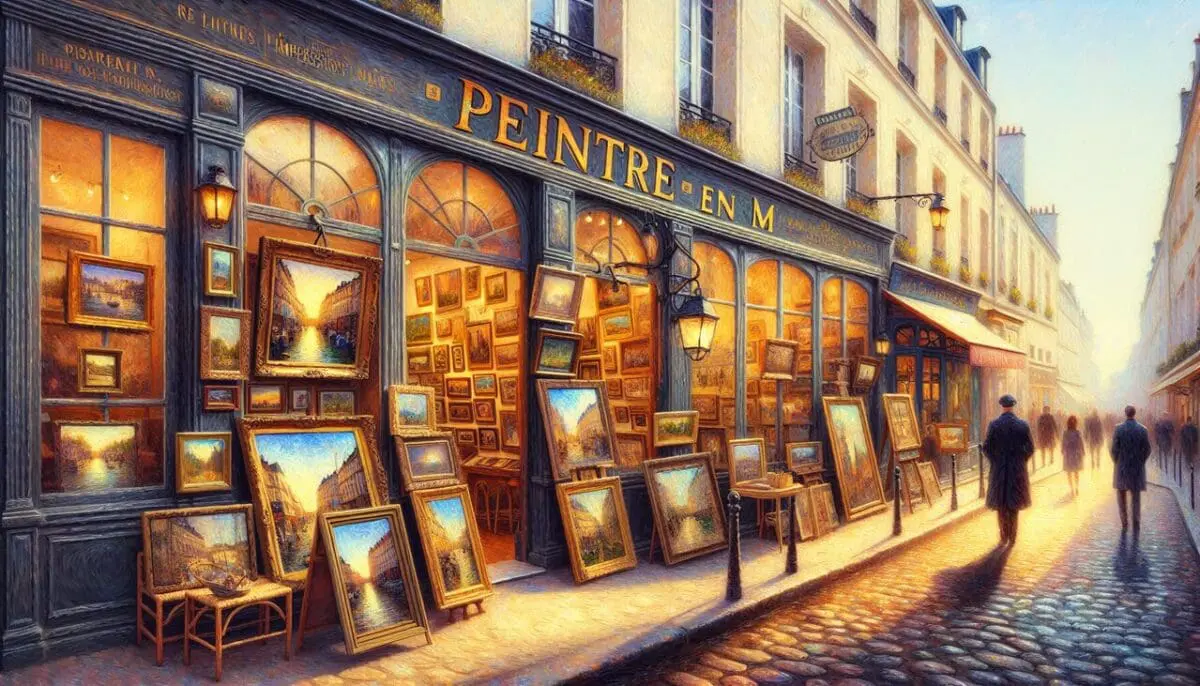 Peintre en M - Galerie d'art parisienne avec œuvres de Matisse, Monet et Manet.