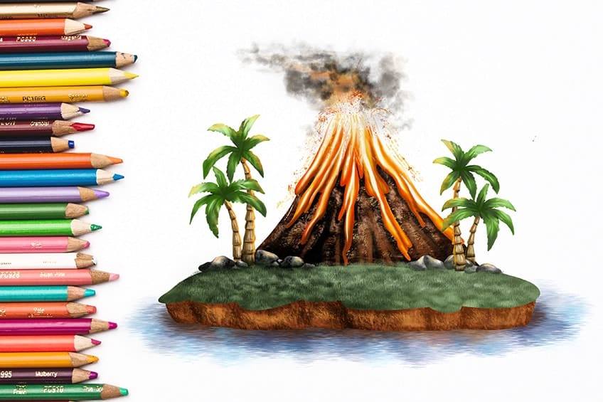 Comment dessiner un volcan – Un tutoriel de dessin de volcan réaliste